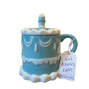 Sheffield Home Hand Painted Blue Happy Birthday Cake Mug with Candle Lid